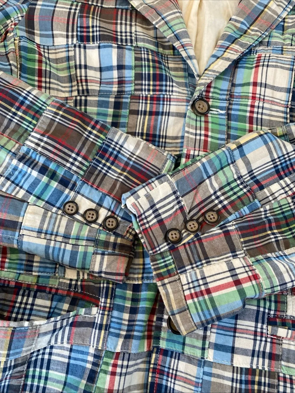 The Children's Place Boy Patchwork Madras Blazer Nantucket Wedding Size 14? READ